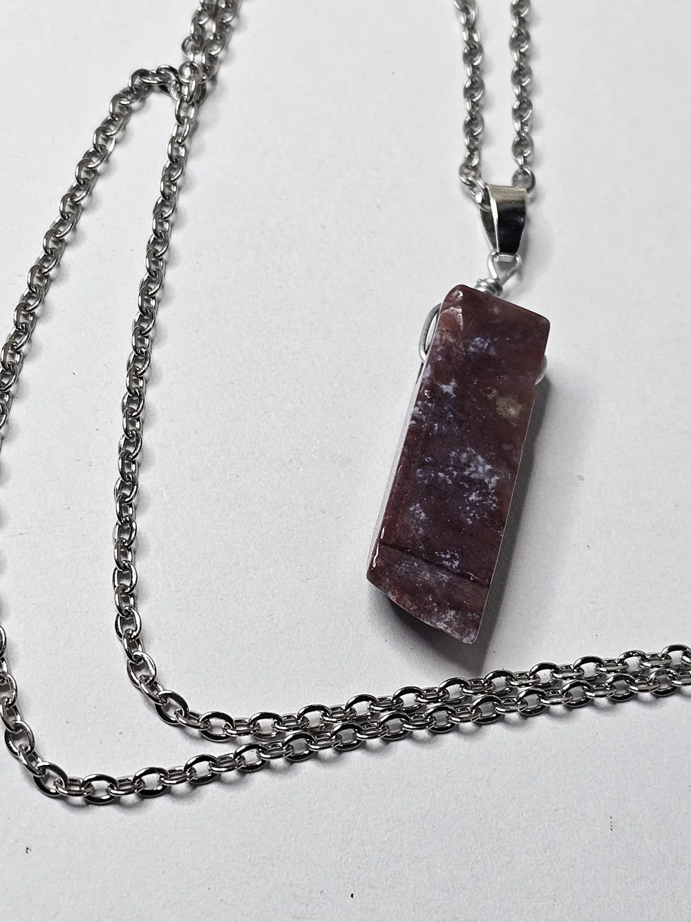 Handcrafted Maroon Stone Pendant Necklace for Men Or Women